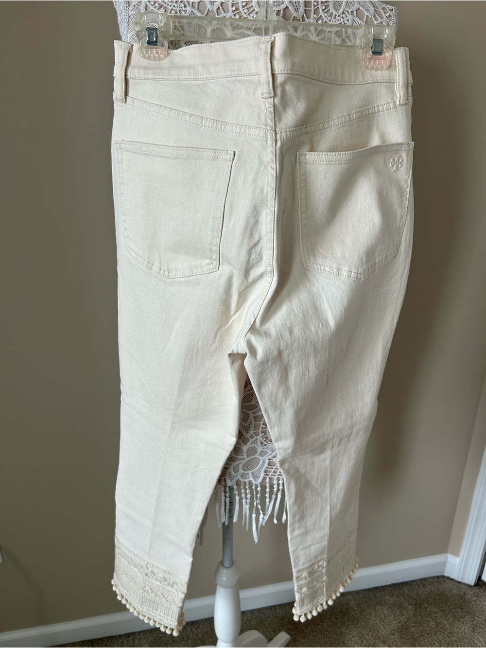 Tory Burch Cream High-Rise Button Fly Jeans - Picture 6 of 6